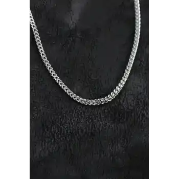 316L Çelik Gümüş Renk Foxtail Model Zincir Erkek Kolye