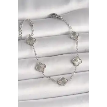 316L Çelik Gümüş Renk İşlemeli Baby Boy Yonca Model Kadın Bileklik