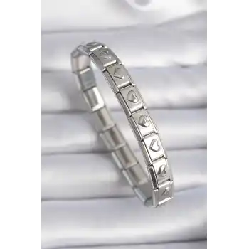 316L Çelik Gümüş Renk Kalp İşleme Nomination Charm Bileklik