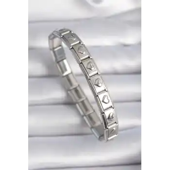 316L Çelik Gümüş Renk Kalp İşleme Nomination Charm Bileklik