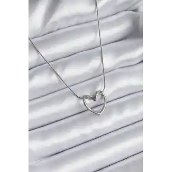 316L Çelik Gümüş Renk Kalp Model Kadın Kolye