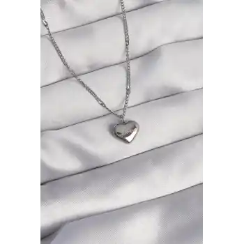 316L Çelik Gümüş Renk Kalp Model Love Kolye