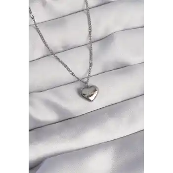 316L Çelik Gümüş Renk Kalp Model Love Kolye
