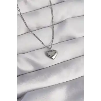 316L Çelik Gümüş Renk Kalp Model Love Kolye