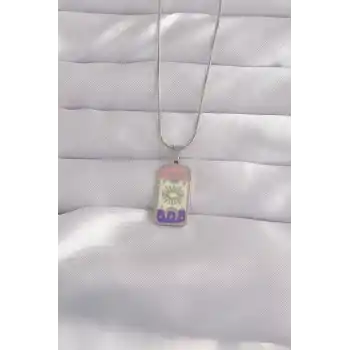 316L Çelik Gümüş Renk Karışık Mineli Ay Figür Tarot Kolye