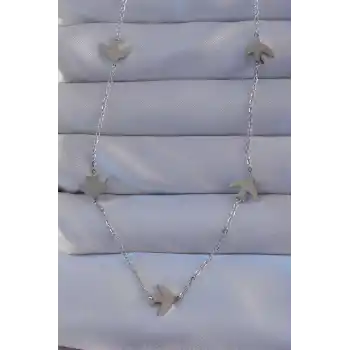 316L Çelik Gümüş Renk Kuş Model Kolye