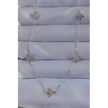 316L Çelik Gümüş Renk Kuş Model Kolye