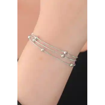 316L Çelik Gümüş Renk Minimal Top Figür Kadın Bileklik