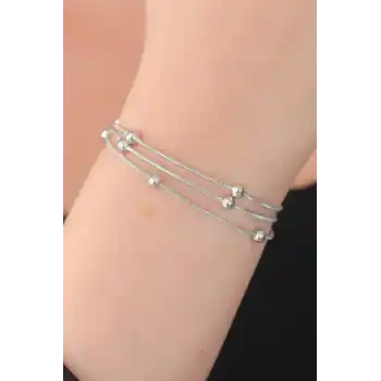 316L Çelik Gümüş Renk Minimal Top Figür Kadın Bileklik