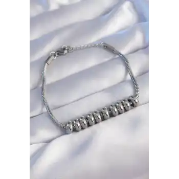 316L Çelik Gümüş Renk Oval Figürlü Bileklik