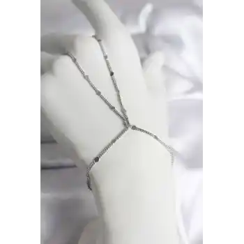 316L Çelik Gümüş Renk Parçalı Ezme Zincir Model Kadın Şahmeran
