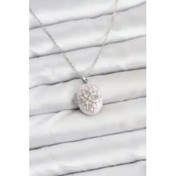 316L Çelik Gümüş Renk Pembe Lotus Model Kadın Küpe