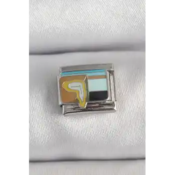 316L Çelik Gümüş Renk Renkli Portre Model Nomination Charm