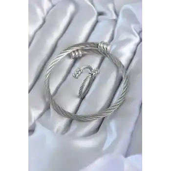 316L Çelik Gümüş Renk Sarmal Model Erkek Bileklik Yüzük Kombini