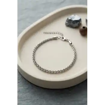 316L Çelik Gümüş Renk Spiga Zincir Model Erkek Bileklik