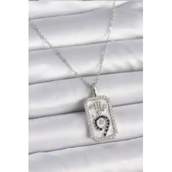 316L Çelik Gümüş Renk Zincir Akrep Burcu Zirkon Taşlı Kadın Kolye