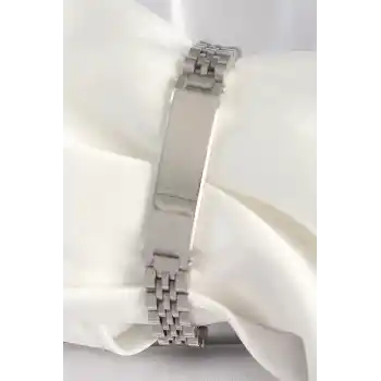 316L Çelik Gümüş Renk Zincir Künye Model Erkek Bileklik