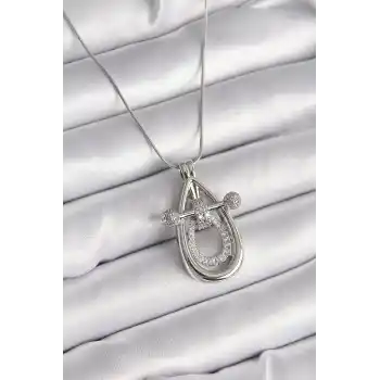 316L Çelik Gümüş Renk Zirkon Taşlı Damla Model Kadın Kolye