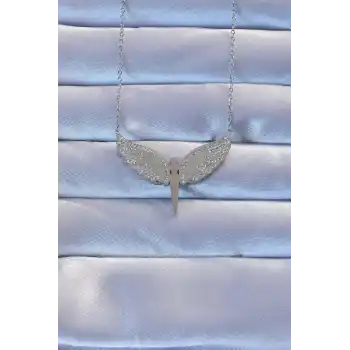 316L Çelik Gümüş Renk Zirkon Taşlı Mikail Kolye