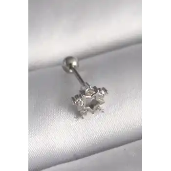 316L Çelik Gümüş Renk Zirkon Taşlı Yıldız Model Tragus Piercing