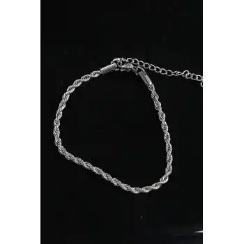 316L Çelik Halat Model Gümüş Renk Erkek Bileklik