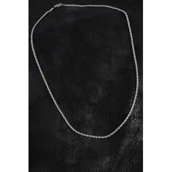 316L Çelik Halat Zincir Model Gümüş Renk Erkek Kolye