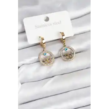 316L Çelik Halka Kelebek Kadın Küpe