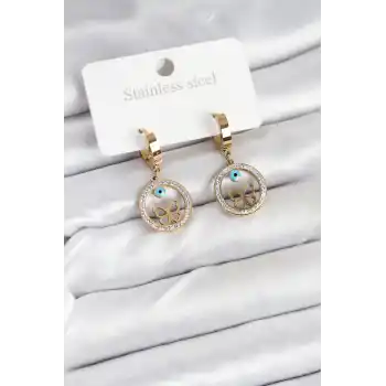 316L Çelik Halka Kelebek Kadın Küpe