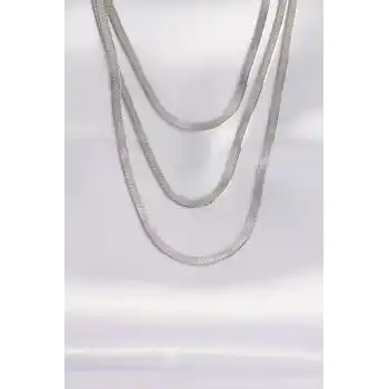 316L Çelik İtalyan Zincir Gümüş Renk Çoklu Kolye