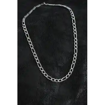 316L Çelik Kalın Figaro Zincir Model Gümüş Renk Erkek Kolye