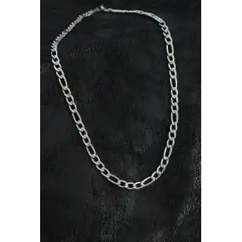 316L Çelik Kalın Figaro Zincir Model Gümüş Renk Erkek Kolye