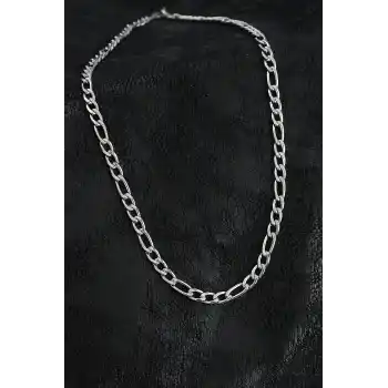 316L Çelik Kalın Figaro Zincir Model Gümüş Renk Erkek Kolye