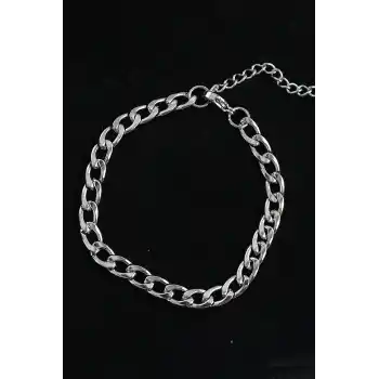 316L Çelik Kalın Klasik Model Gümüş Renk Erkek Bileklik