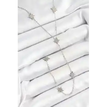 316L Çelik Kutup Yıldızı Figürlü Y Model Gümüş Renk Kadın Kolye