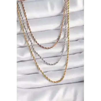 316L Çelik Mix Renk Burgu Zincir Model Kadın Kolye