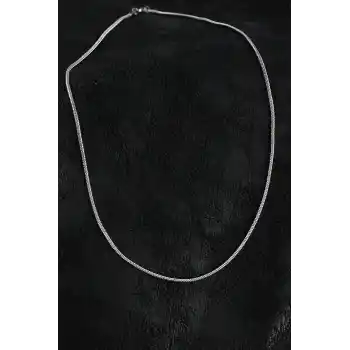 316L Çelik Örme Zincir Model Gümüş Renk Erkek Kolye