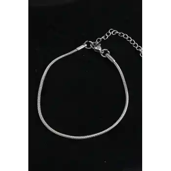 316L Çelik Oval İtalyan Model Gümüş Renk Erkek Bileklik
