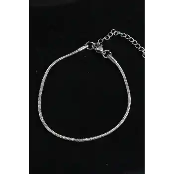 316L Çelik Oval İtalyan Model Gümüş Renk Erkek Bileklik