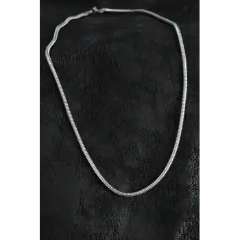 316L Çelik Oval İtalyan Zincir Model Gümüş Renk Erkek Kolye