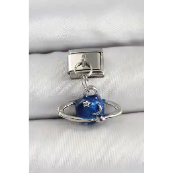 316L Çelik Sallantılı Satürn Model Gümüş Renk Nomination Charm