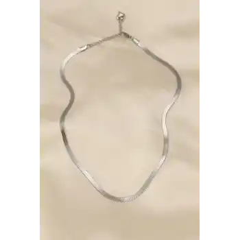 316L Çelik Silver Renk 45 cm İtalyan Zincir Model Kadın Kolye