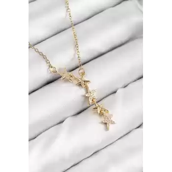 316L Çelik Yıldız Model Gold Renk Kadın Kolye