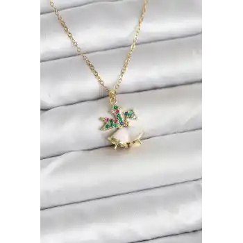 316L Çelik Zincir Gold Renk Chirtsmas Bell Model Yılbaşı Temalı Kadın Kolye