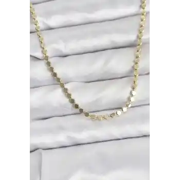 316L Çelik Zincir Gold Renk Ezme Zincir Model  45 cm Kadın Kolye