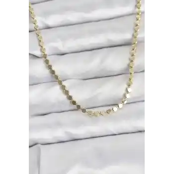 316L Çelik Zincir Gold Renk Ezme Zincir Model  45 cm Kadın Kolye