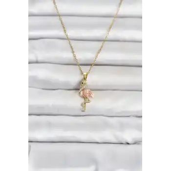 316L Çelik Zincir Gold Renk Flamingo Model Kadın Kolye
