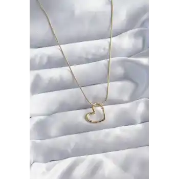 316L Çelik Zincir Gold Renk Kalp Model Kadın Kolye