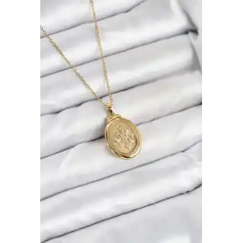 316L Çelik Zincir Gold Renk Kapaklı Açılabilir Model Kadın Kolye