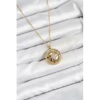 316L Çelik Zincir Gold Renk Kutup Yıldızı Model Kadın Kolye