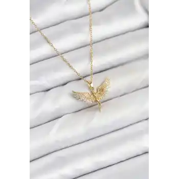 316L Çelik Zincir Gold Renk Melek Model Kadın Kolye